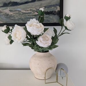 White Floral Peonies  in Hearth & Hand  Cream Vase